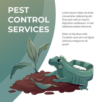 Iguana in soil for pest control services vector
