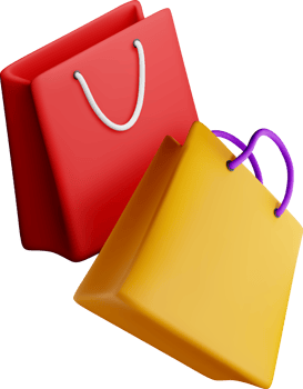 Colorful 3D Shopping Bags for Retail Displays png