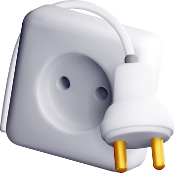 Realistic 3D Electric Plug and Socket Design png
