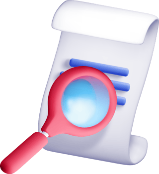 3D Magnifying Glass Over Document Illustration png