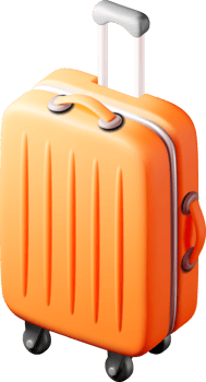 Vibrant 3D Orange Luggage for Travel Adventures png
