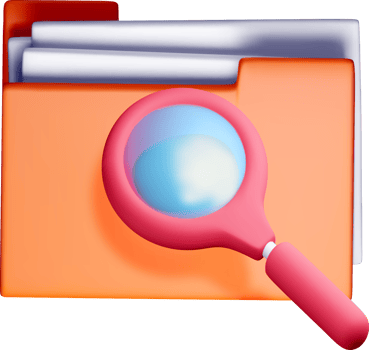 3D Magnifying Glass Over a File Folder Icon png