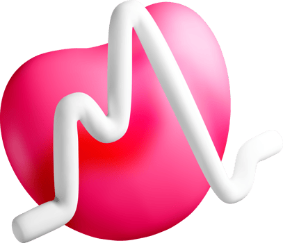 3D Heart with Pulse Line Illustration Design png