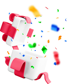 Colorful 3D Gift Box with Confetti Explosion png