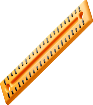Realistic 3D Orange Ruler with Black Markings png