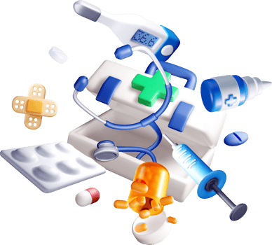 3D Medical Kit with Essential Supplies and Tools png