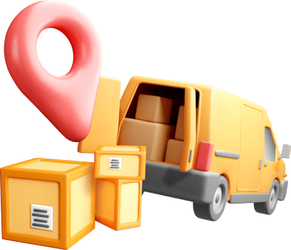 3D Delivery Van with Package Elements png