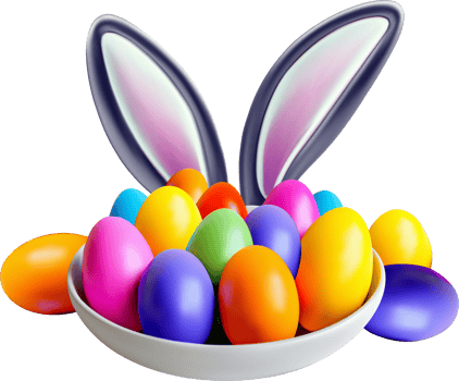 Colorful 3D Easter Eggs in a Bowl png