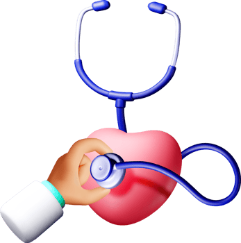 3D Heart Examination with Stethoscope Illustration png