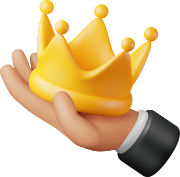 Golden Crown Held in a Hand 3D Illustration png