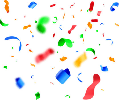 Colorful 3D Confetti Falling Across Background png