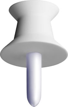 3D White Push Pin Viewed from Above png