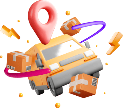 3D Delivery Vehicle with Packages and Location png