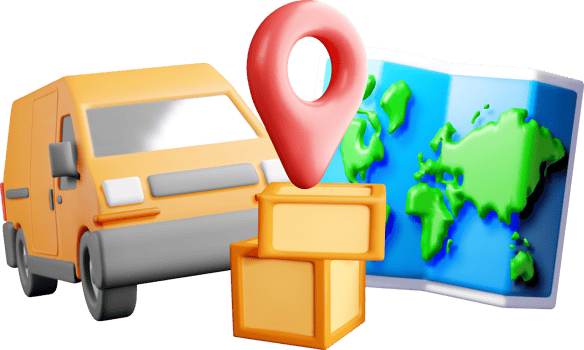 3D Delivery Logistics with Map and Van png