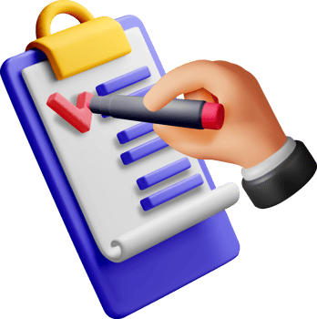 3D Hand Checking Off a List on Clipboard png