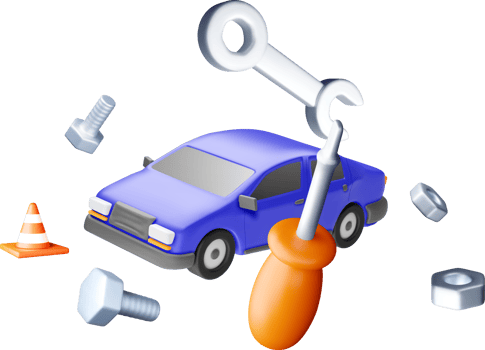 3D Car and Tools for Vehicle Maintenance png