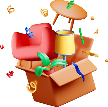 Colorful 3D Furniture and Box Composition png