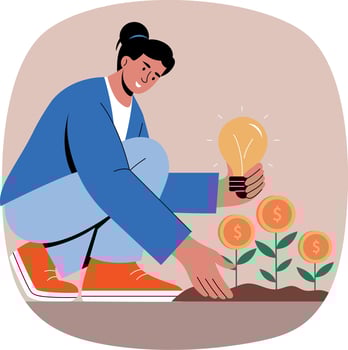 Person planting ideas for financial growth vector