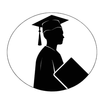A silhouette of a man in a graduation cap and gown vector