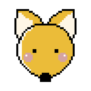 Flat design pixel art fox illustration png