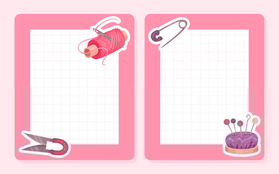 Empty Note Card with Sewing Tools and Handcraft Equipment Template vector