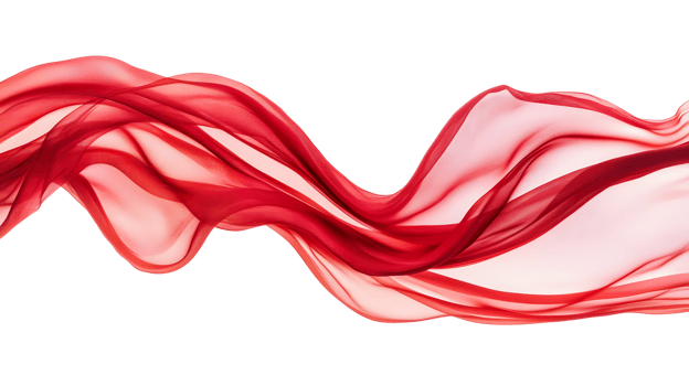Flowing red fabric wave isolated on transparent background png