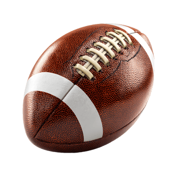 American football ball with laces and white stripes isolated on transparent background png