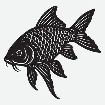 Fish with detailed scales and fins carp vector