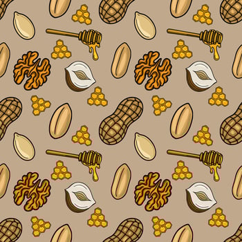 Pattern of nuts and honey vector