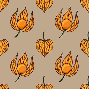 Floral pattern with orange leaves vector