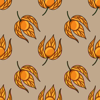 Pattern of orange leaves and fruits vector