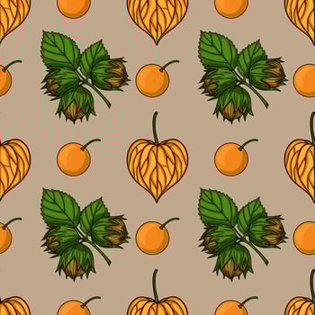 Colorful fruit and leaf pattern vector