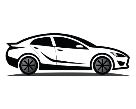 Sleek black and white sedan car illustration perfect for automotive and transportation projects vector