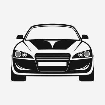 Front view of a modern black and white car perfect for transportation and vehicle concepts vector