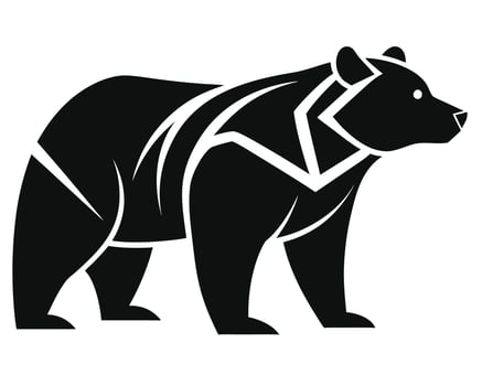 Stylized black bear silhouette illustration against white background suitable for designs vector