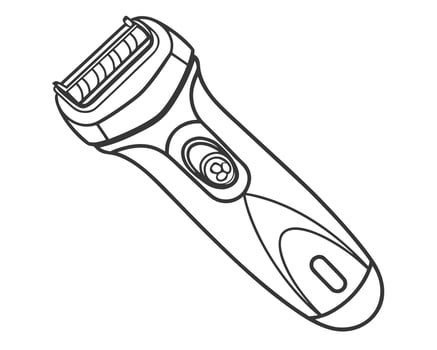 Modern electric shaver for hair removal with a detailed outline design in black and white vector
