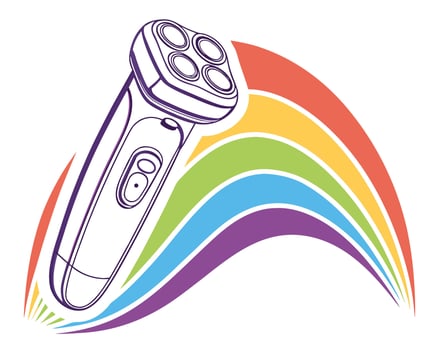 illustration of a modern epilator with colorful rainbow arches against white background vector