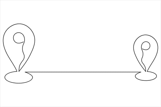 Location path icon in one continuous line drawing vector