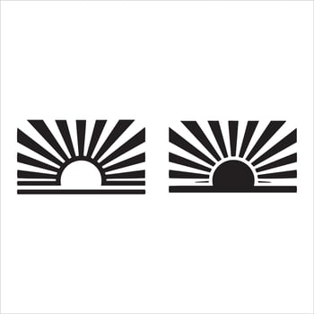 Stylized sunburst designs outline and filled shapes vector