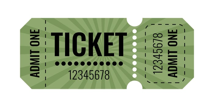 Simple ticket template design with green color and bold text vector