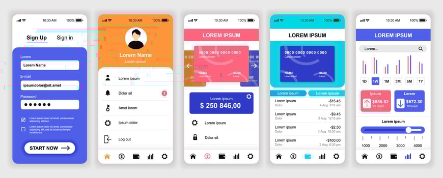 Mobile app interface designs and layouts vector
