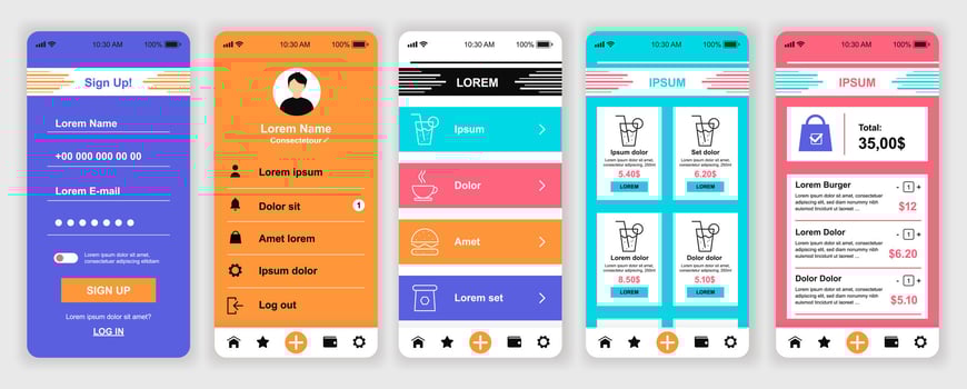 Mobile app interface design examples vector