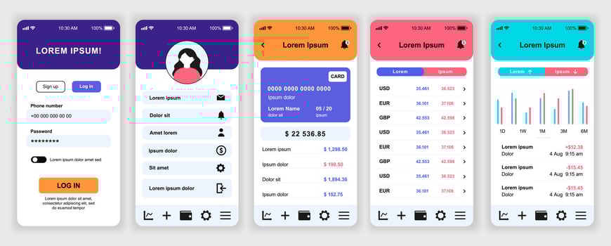 Mobile app user interface design vector