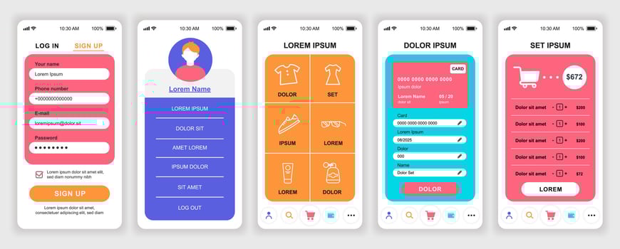 Mobile app user interface design layout vector