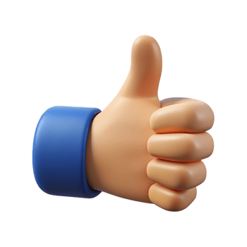 A thumb up sign with a blue hand png