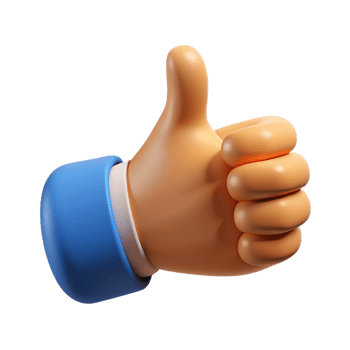 A thumb up gesture with a blue hand png