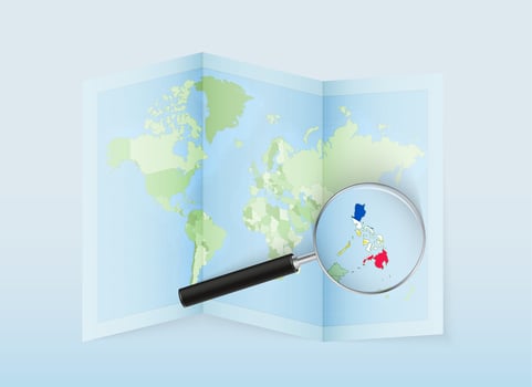 map with magnifying glass vector