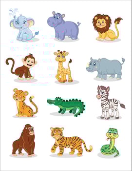 Cute cartoon animals for children vector