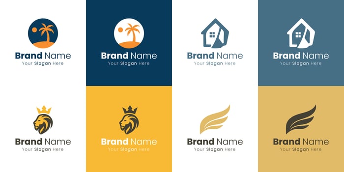 Eight Diverse Logo Designs Showcasing Brand Identity and Creative Visual Solutions vector