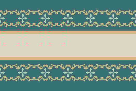 Minimal floral border stripe victorian fleur de lis inspired with luxury scroll ornament style in deep teal and gold tones. Excellent for stationery edges, packaging trim, banner design elements, lace vector